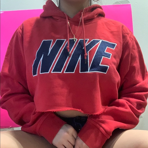 Nike Tops - cropped nike red hoodie ✧